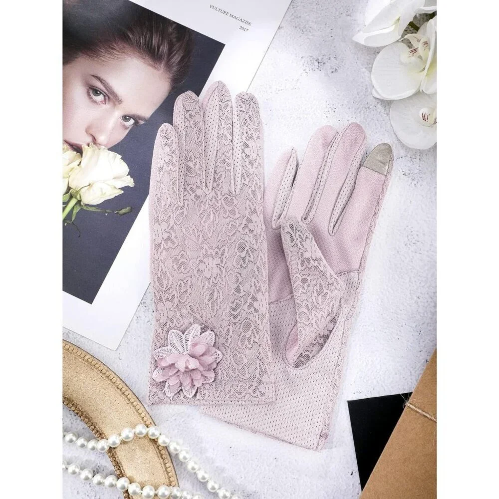 Women's Cameo Fingerless Floral Short Lace Gloves Party Tea Halloween Wedding